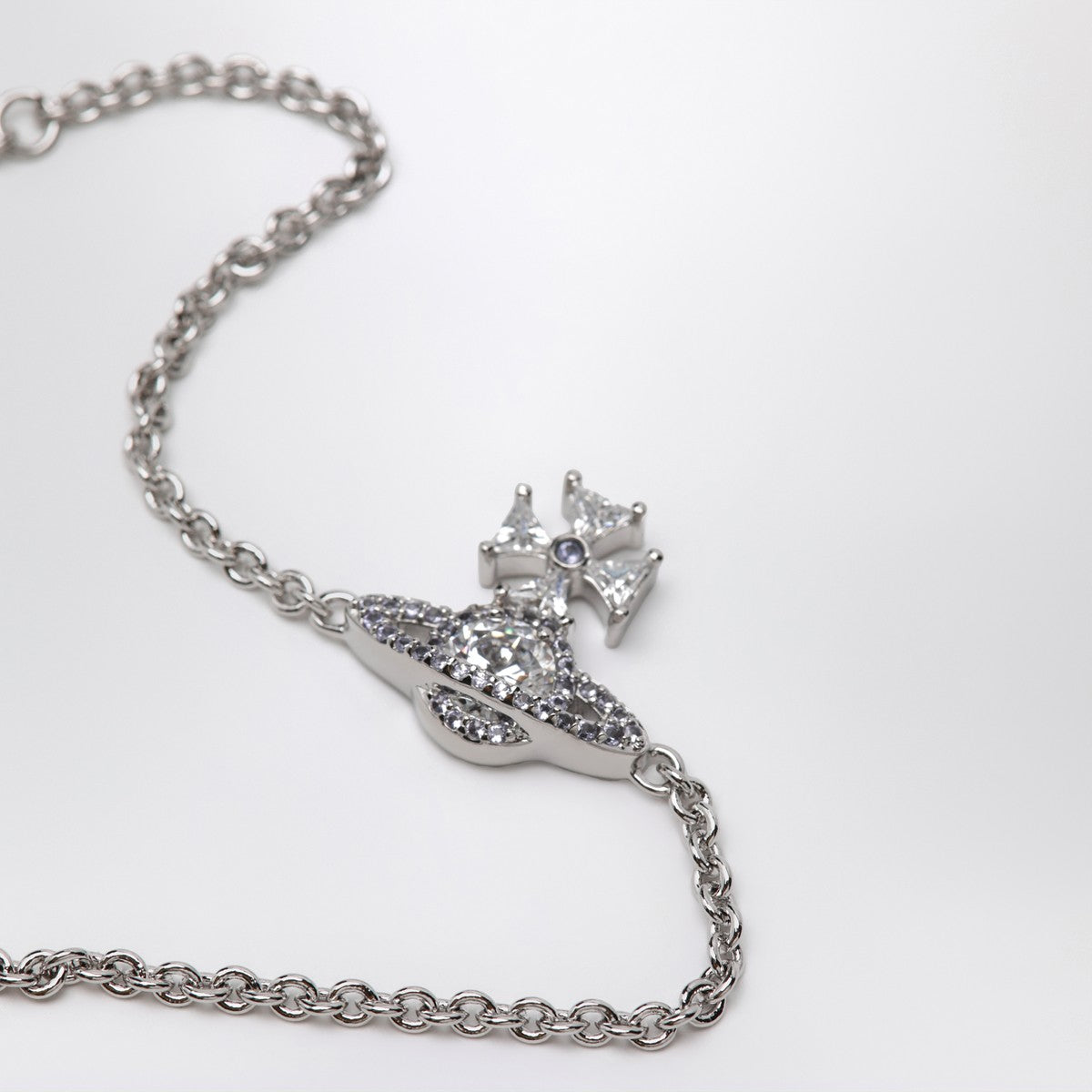 Vivienne Westwood Platinum Orb logo bracelet with crystals Vivienne Westwood