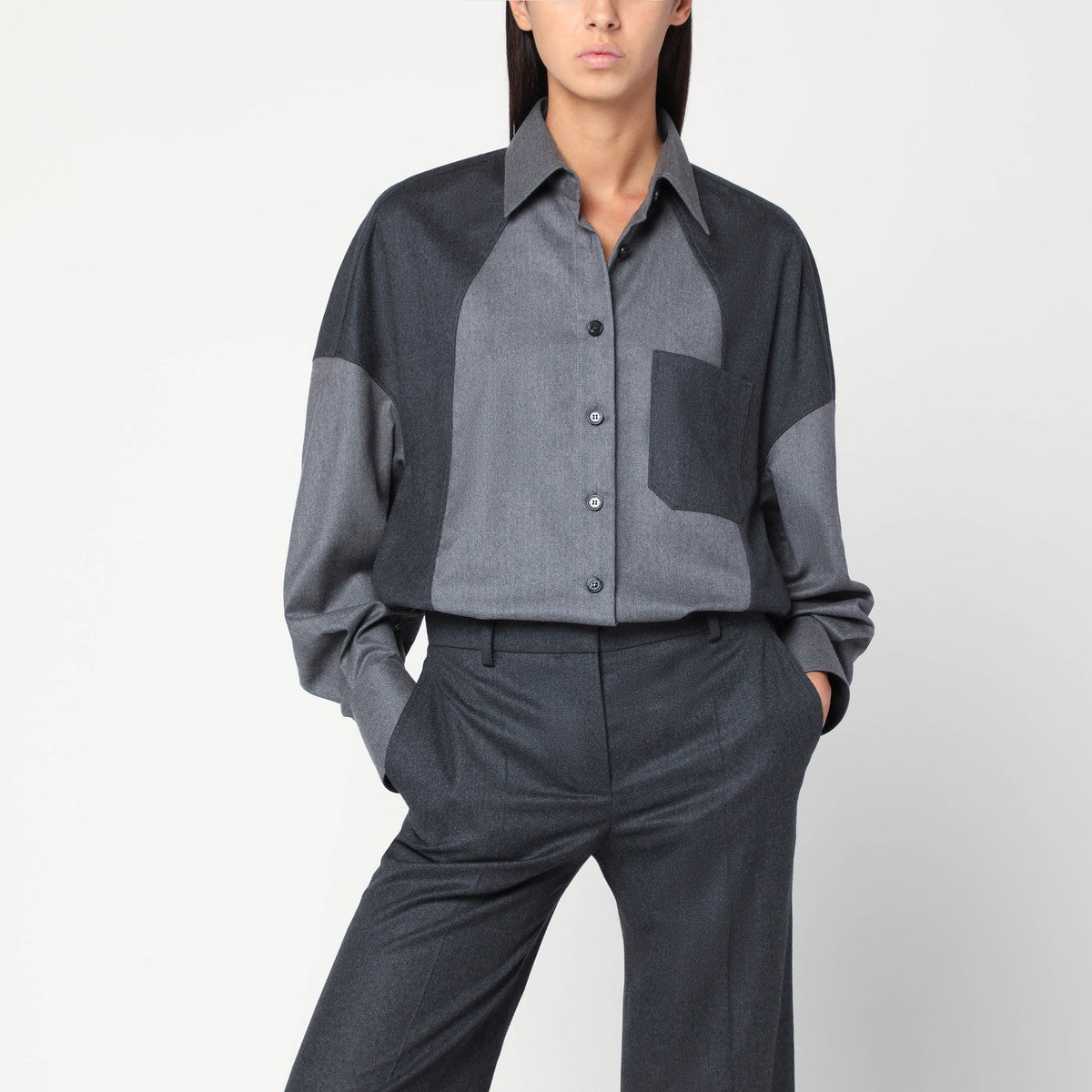 Stella McCartney Oversized gray wool shirt Stella McCartney