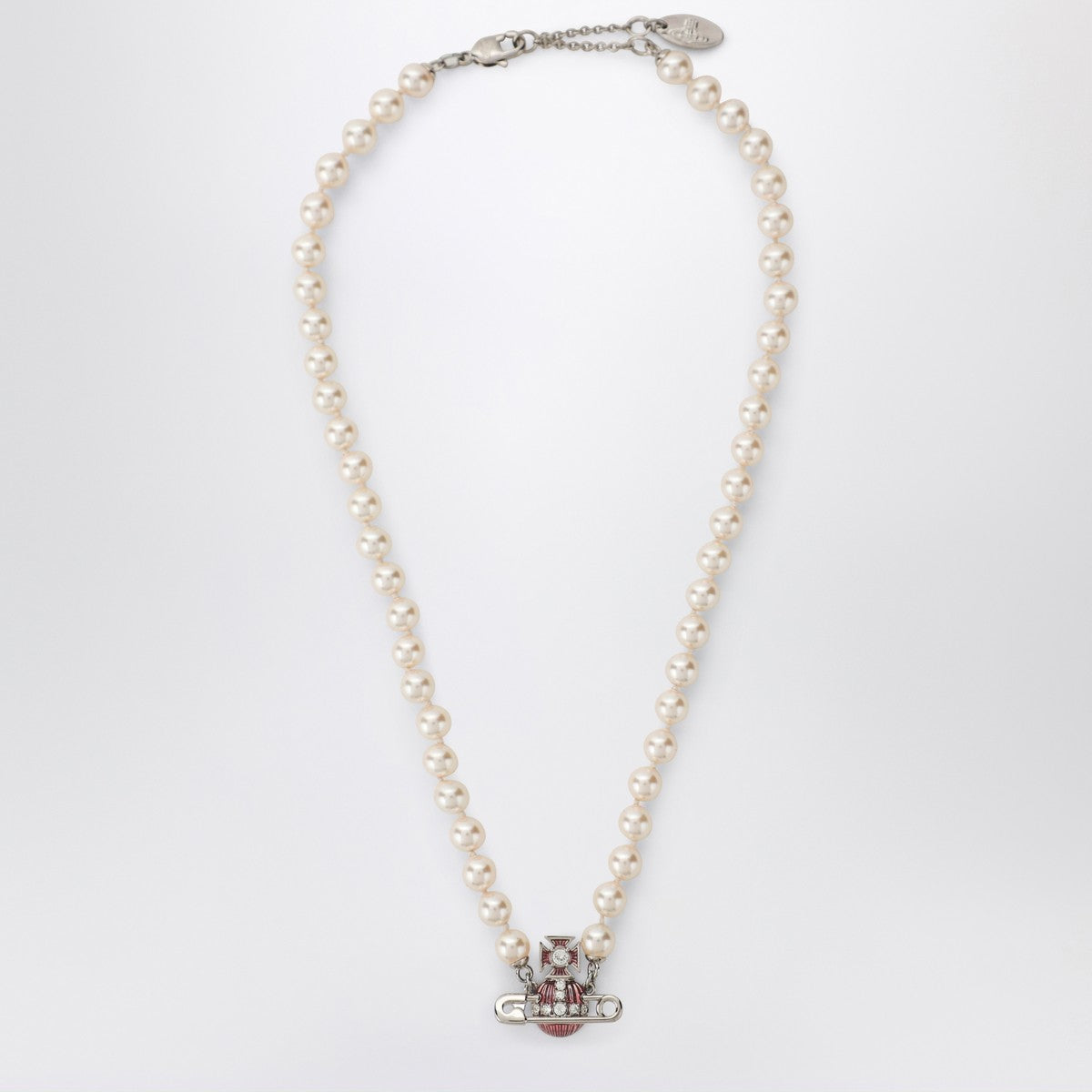 Vivienne Westwood Kitty Pearl necklace with platinum finish Vivienne Westwood