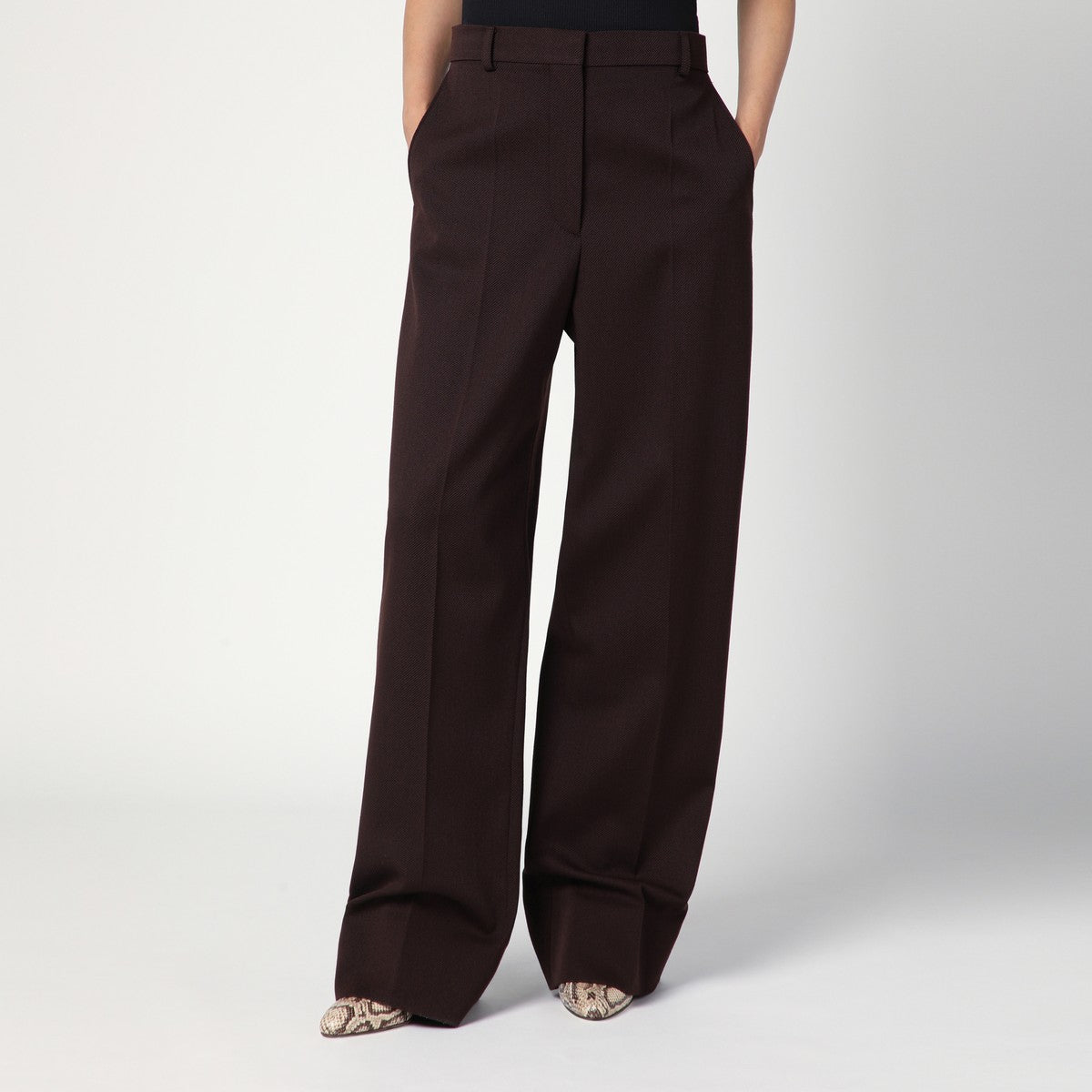 Stella McCartney Straight leg trousers in plum wool Stella McCartney