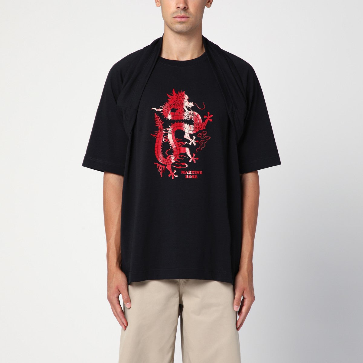 Martine Rose Oversized black T-shirt Celebration with print Martine Rose