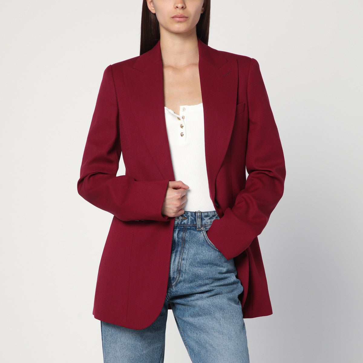 Stella McCartney Single-breasted jacket in jazzberry wool Stella McCartney