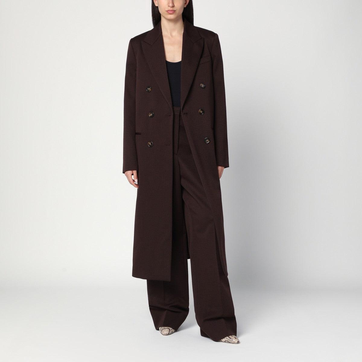 Stella McCartney Double-breasted plum wool coat Stella McCartney
