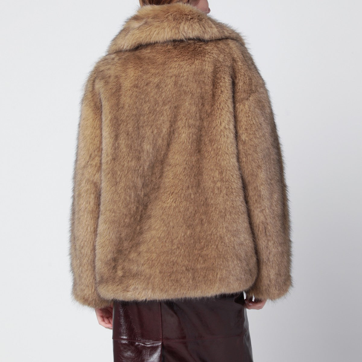 STAND STUDIO Light brown short faux-fur jacket Stand Studio
