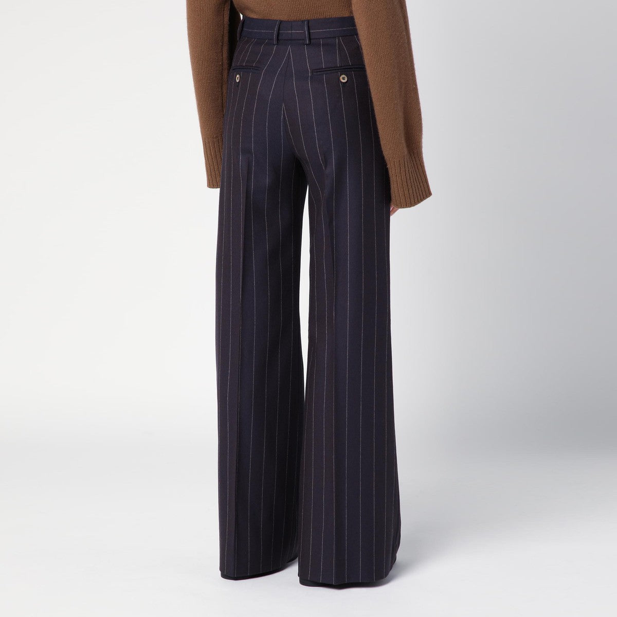QUELLEDUE Blue wool-blend pinstripe trousers QUELLEDUE