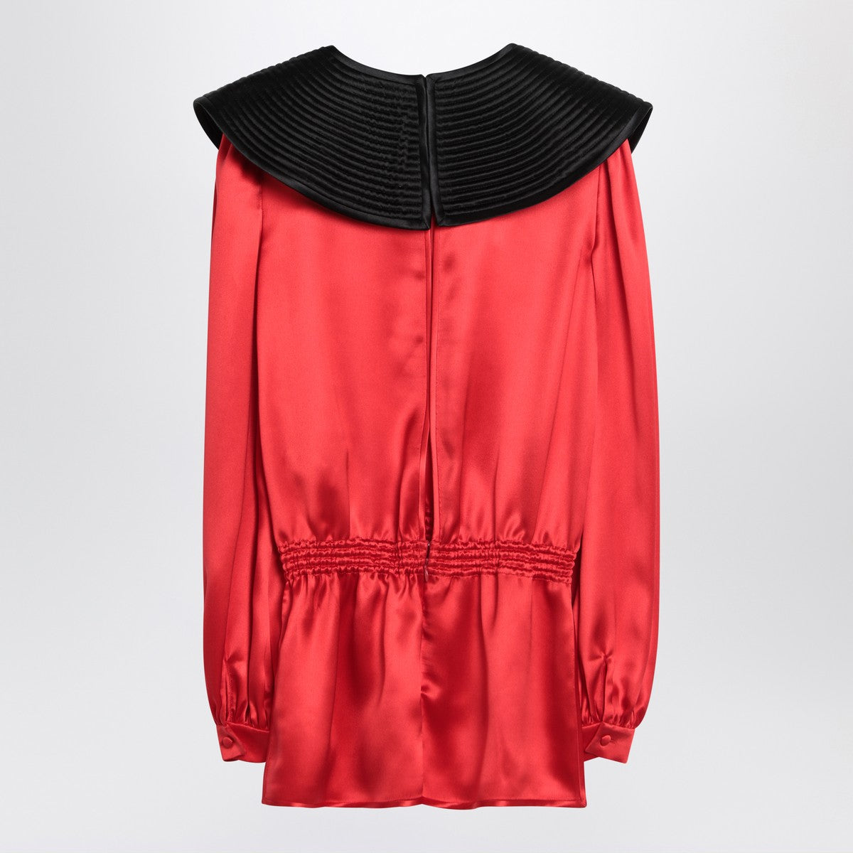 Valentino Red silk blouse with black collar Valentino