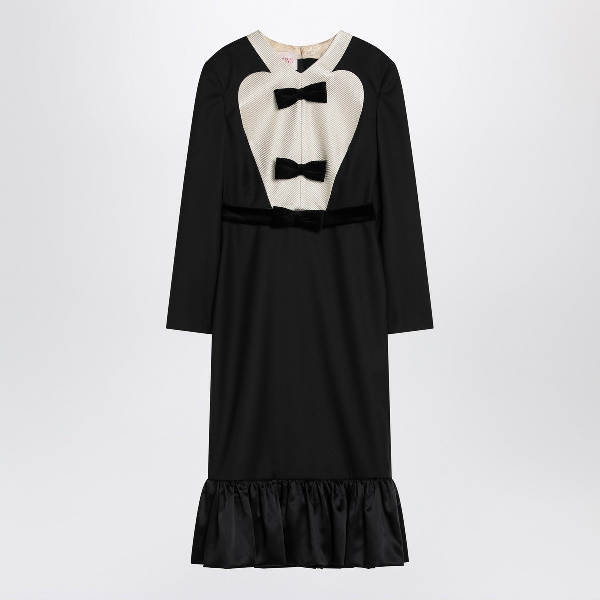 Valentino Black midi wool dress with bows Valentino