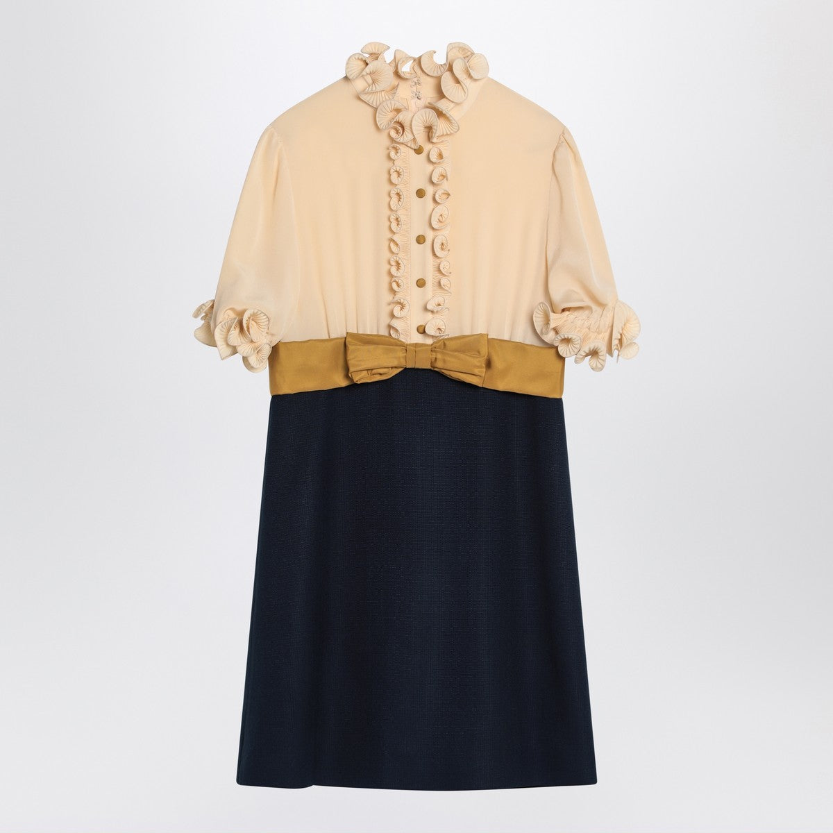 Valentino Mini dress with ruffles and bow in silk Valentino