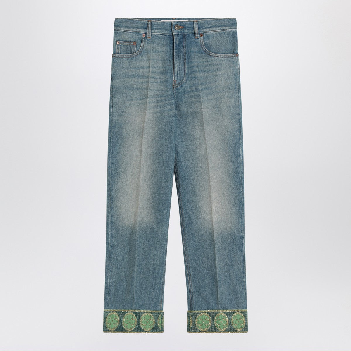 Valentino Faded blue jeans with jacquard background Valentino