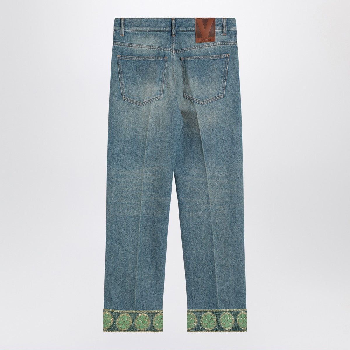 Valentino Faded blue jeans with jacquard background