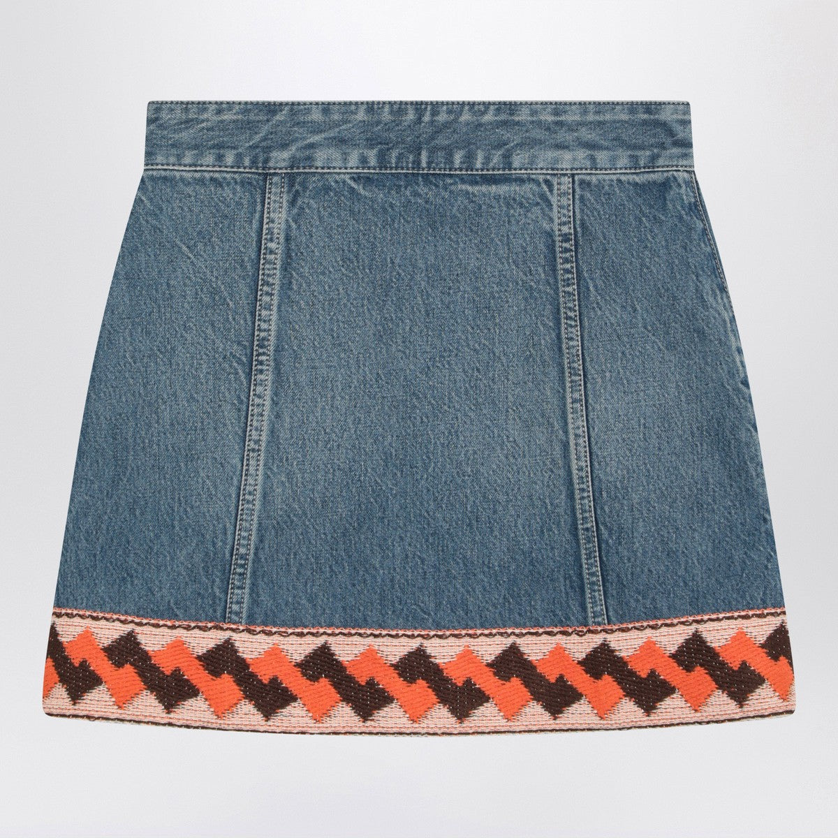 Valentino Denim mini skirt with jacquard trim Valentino