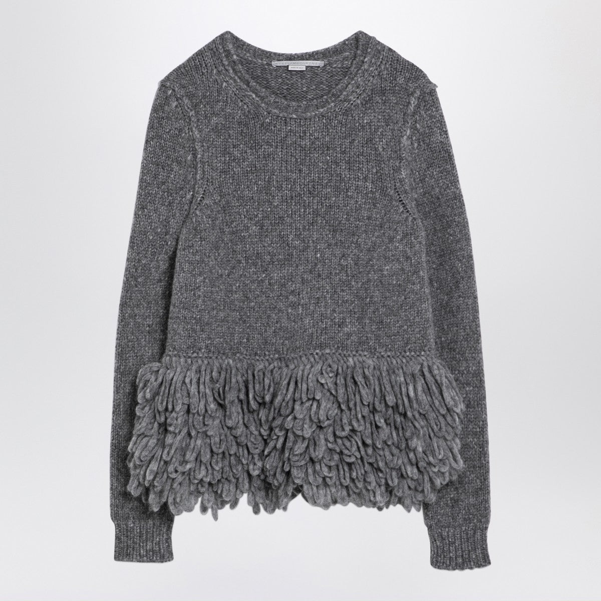 Stella McCartney Grey wool sweater with feather insert Stella McCartney