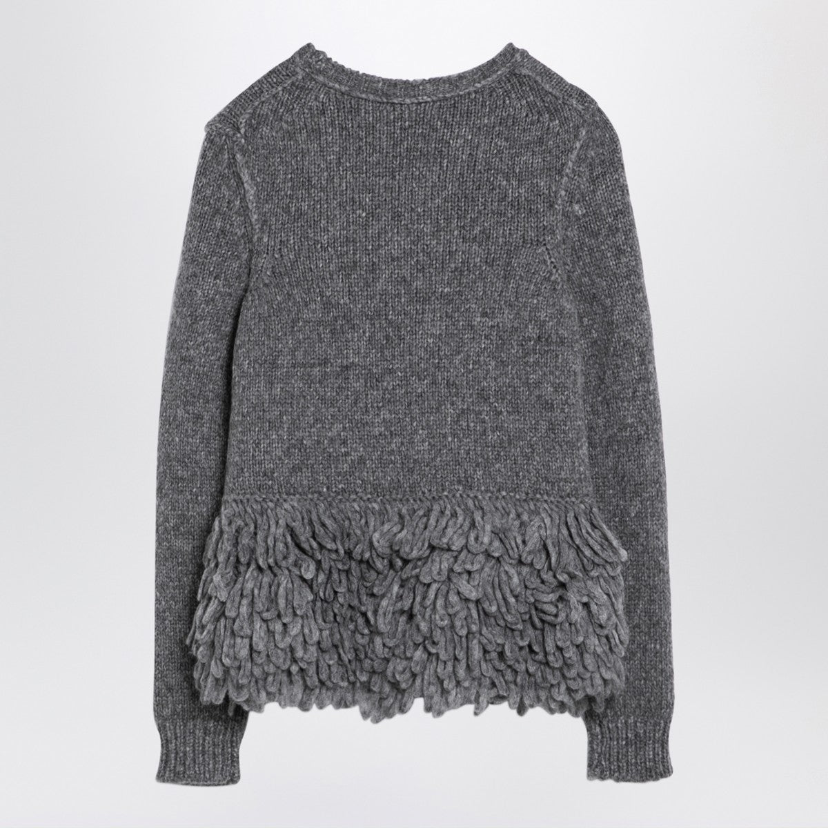 Stella McCartney Grey wool sweater with feather insert Stella McCartney