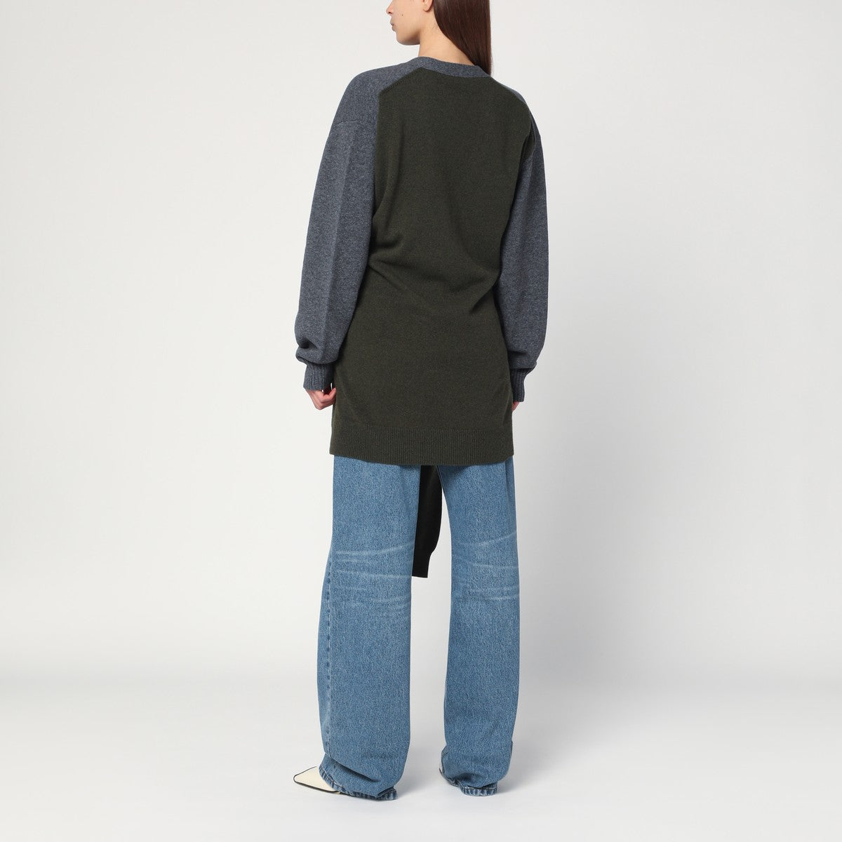Stella McCartney Grey/dark green cardigan with crossed sleeves Stella McCartney