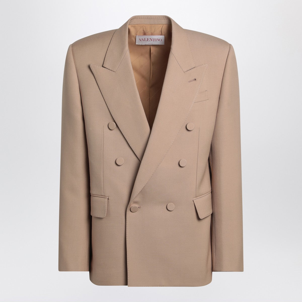 Valentino Double-breasted jacket camel light in wool Valentino