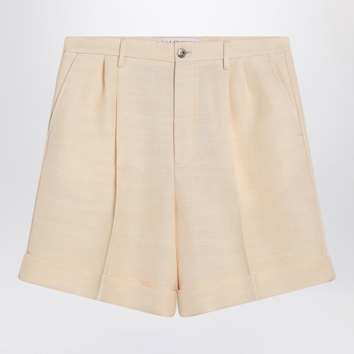 Valentino Butter-coloured Bermuda shorts with turn-ups Valentino