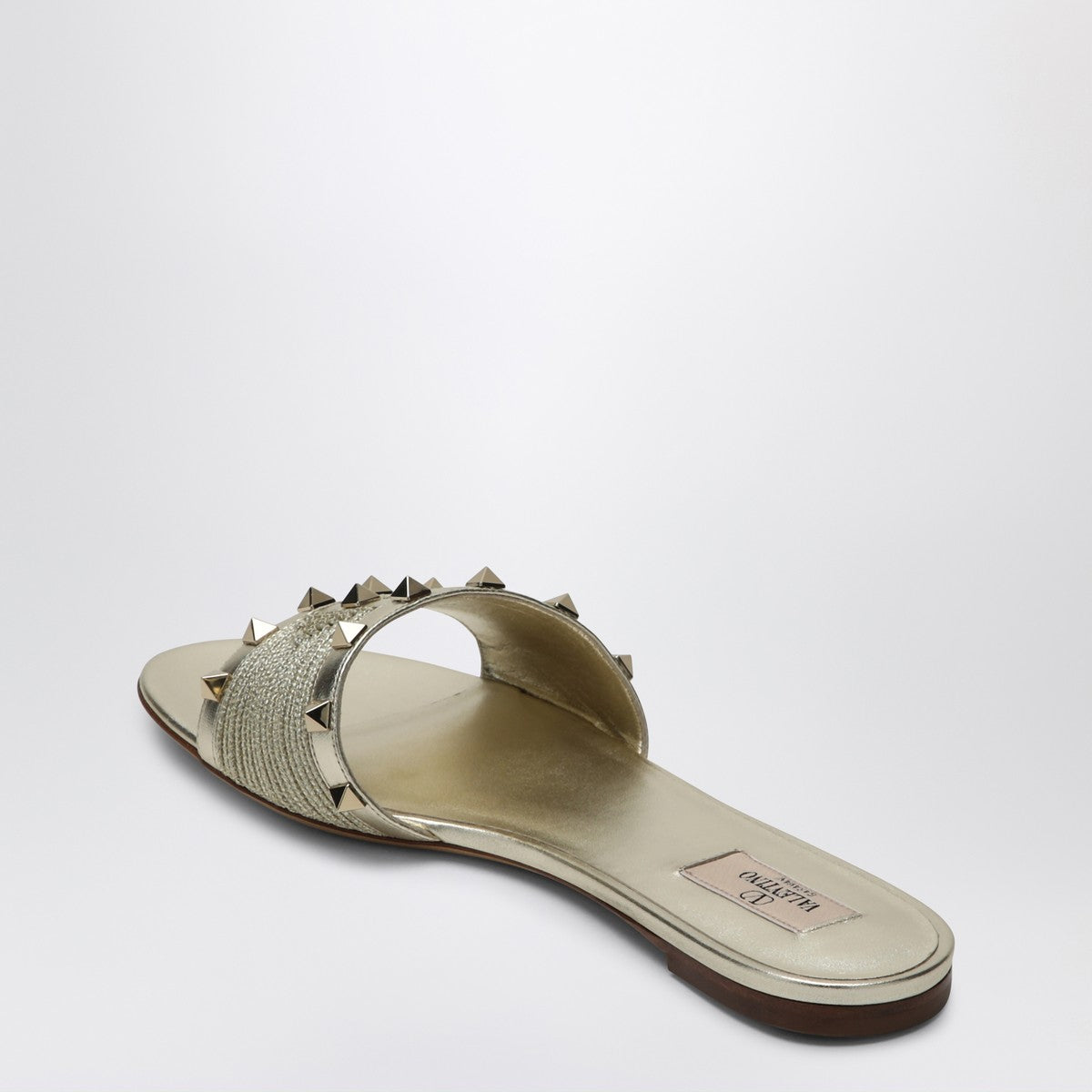 Valentino Garavani Roman Stud Sandals in Platinum Colour Valentino Garavani