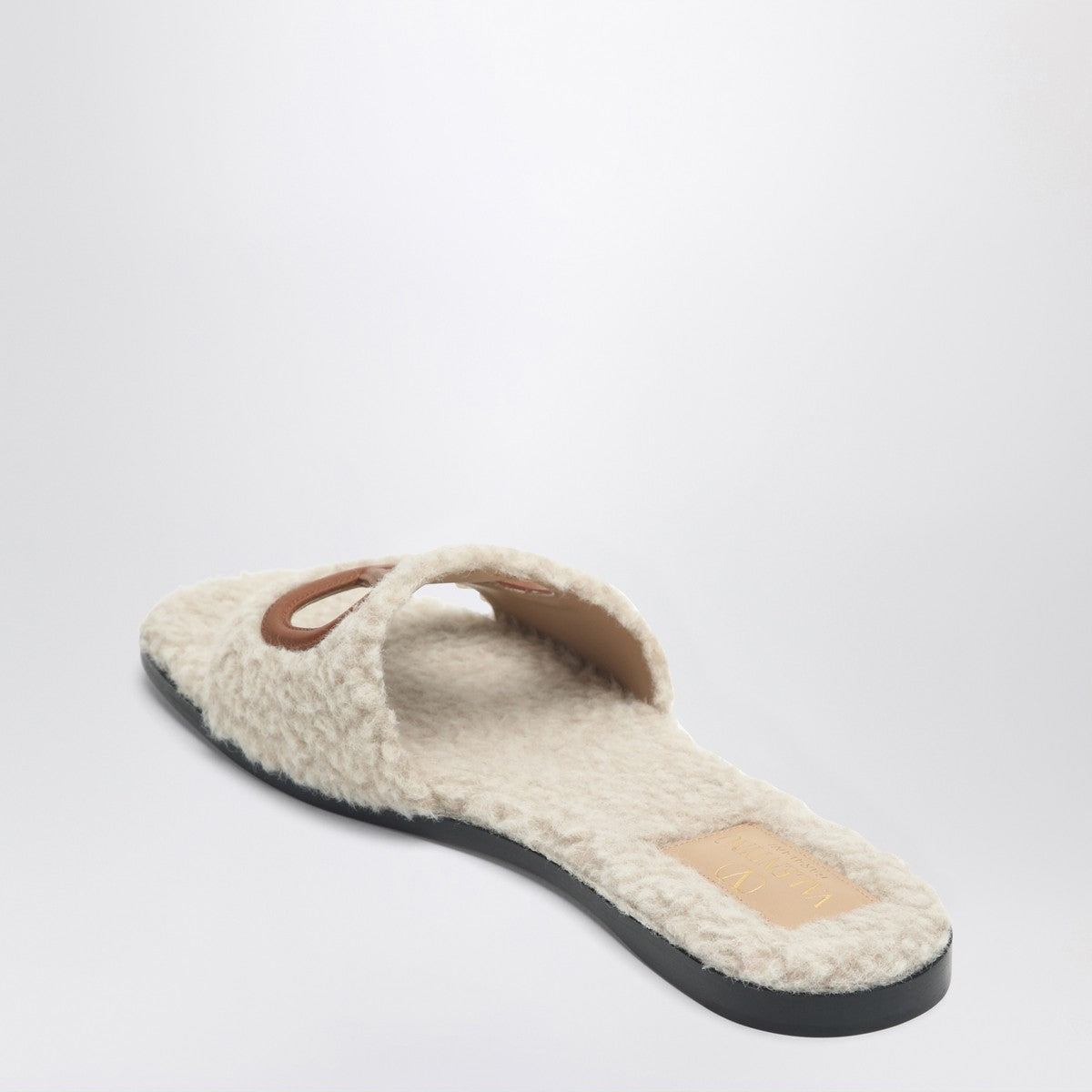 Valentino Garavani Sandalo Slide Vlogo Cut-out in shearling Valentino Garavani
