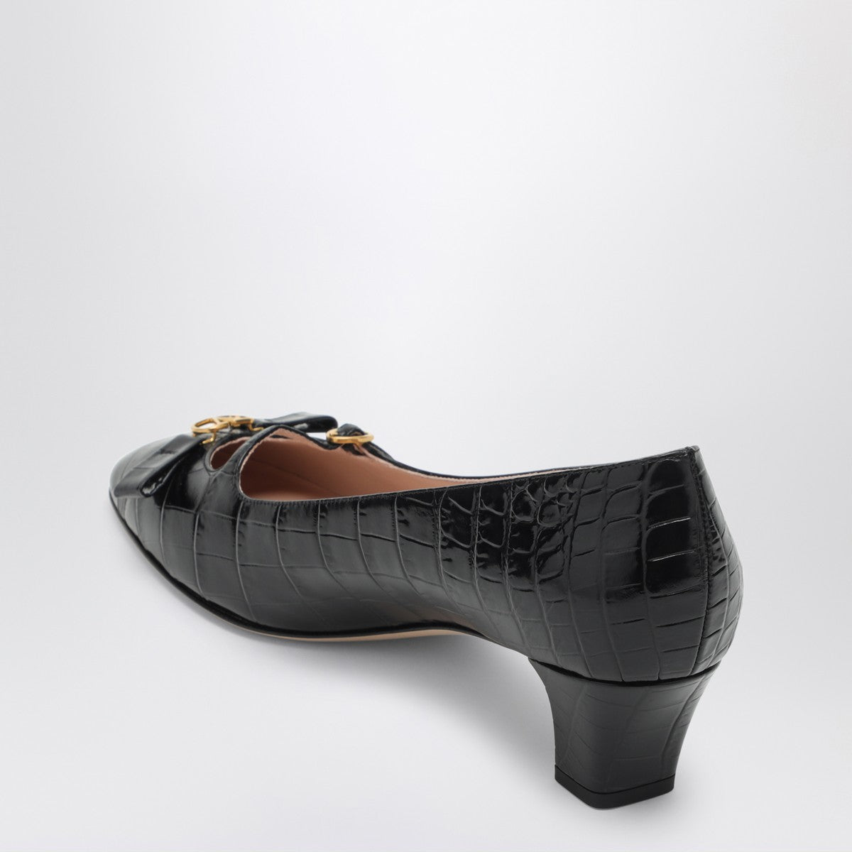 Valentino Garavani Bowow black crocodile-effect pump Valentino Garavani