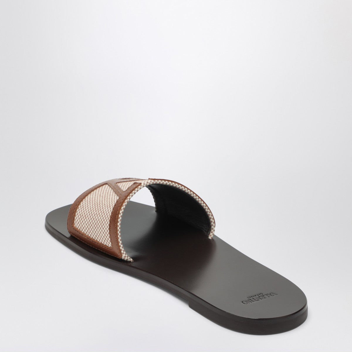 Valentino Garavani Viva Superstar brown canvas slide sandal Valentino Garavani