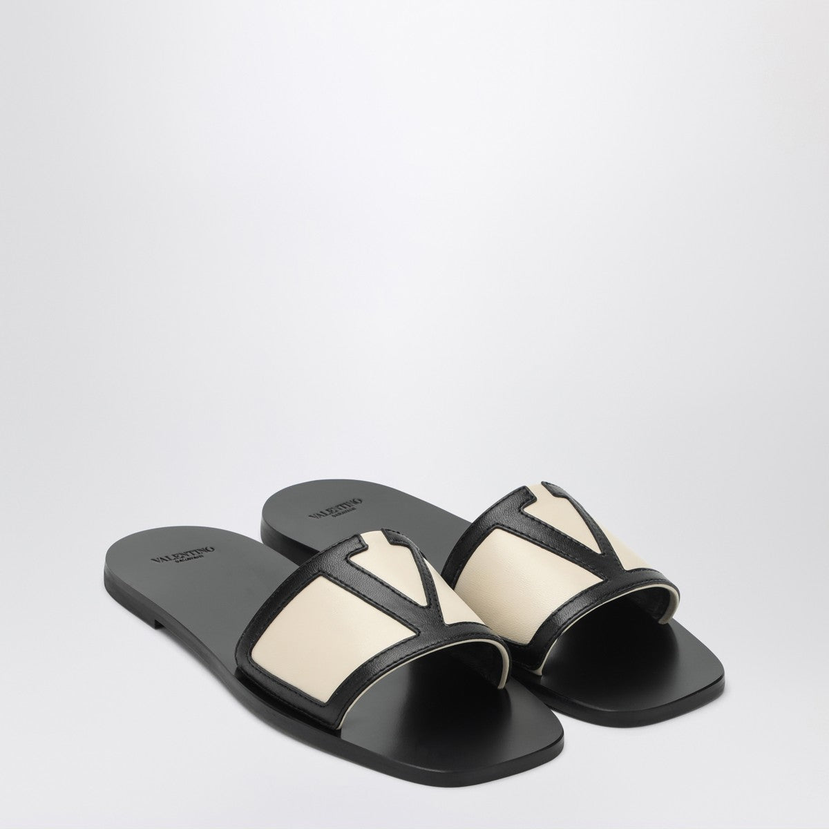 Valentino Garavani Viva Superstar black canvas slide sandal Valentino Garavani