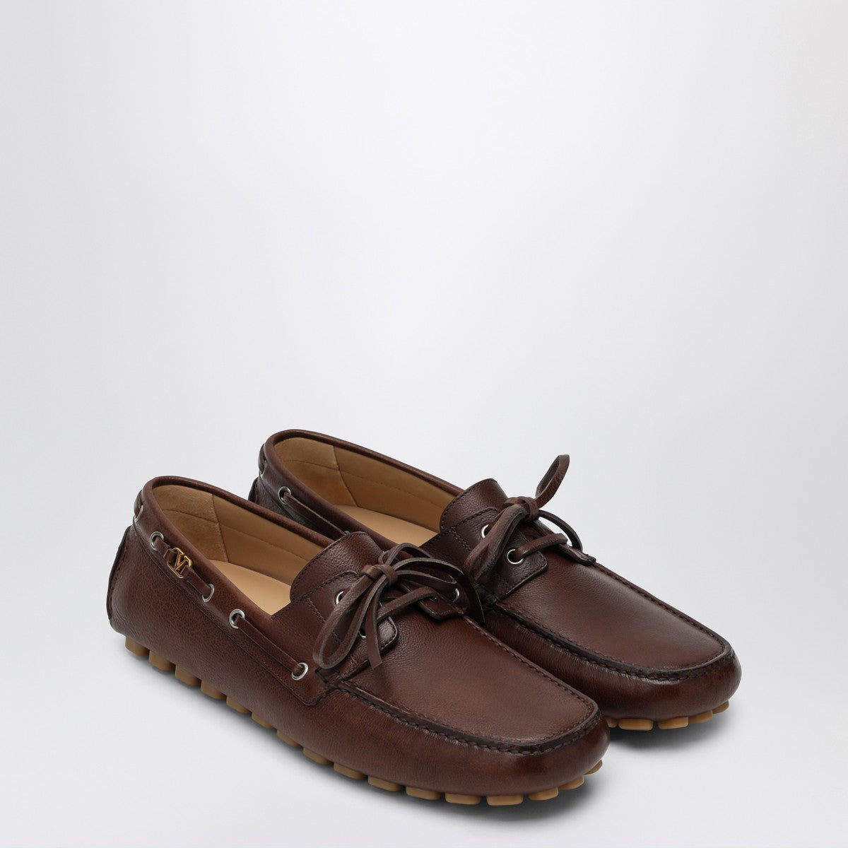 Valentino Garavani Brown leather moccasin driver Fantaway Valentino Garavani