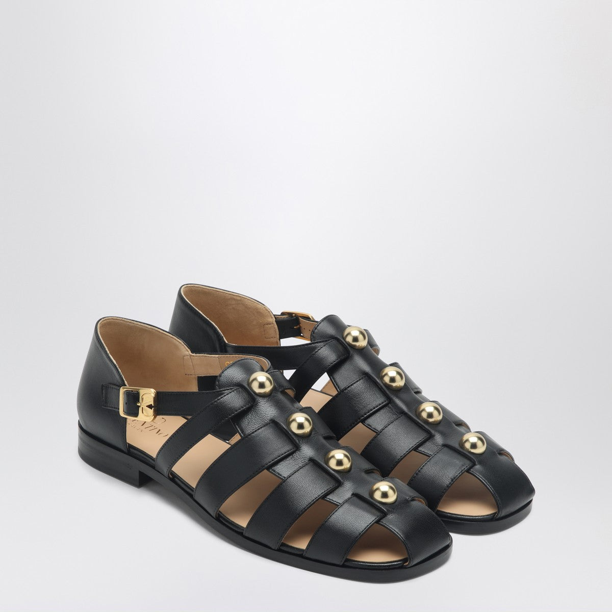 Valentino Garavani Black leather fisherman sandals with studs Valentino Garavani