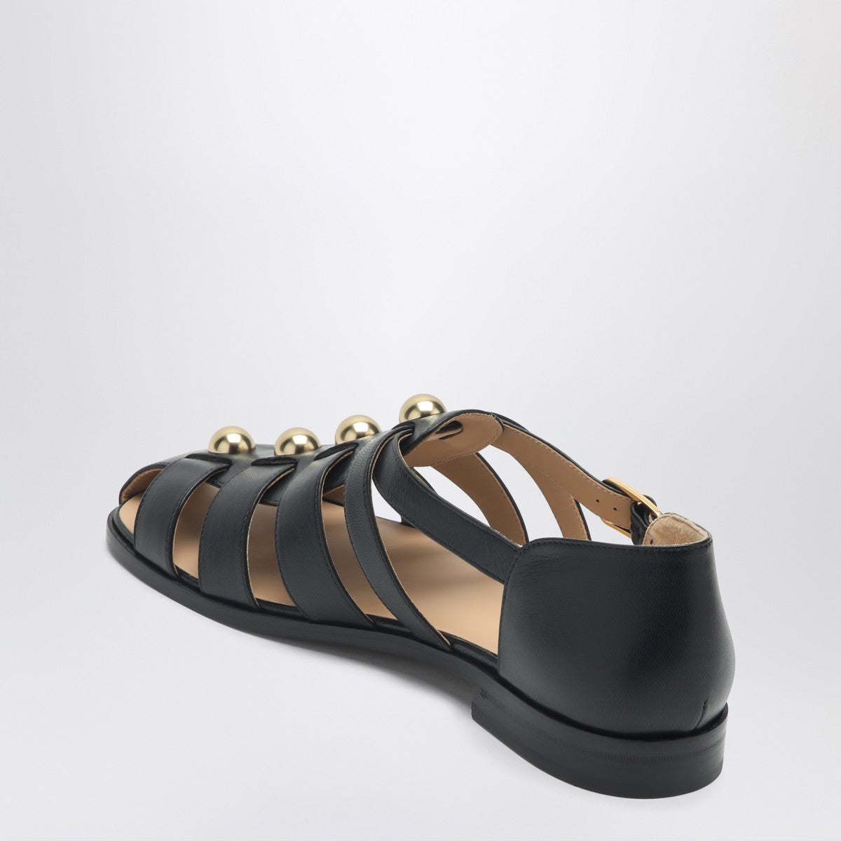 Valentino Garavani Black leather fisherman sandals with studs Valentino Garavani