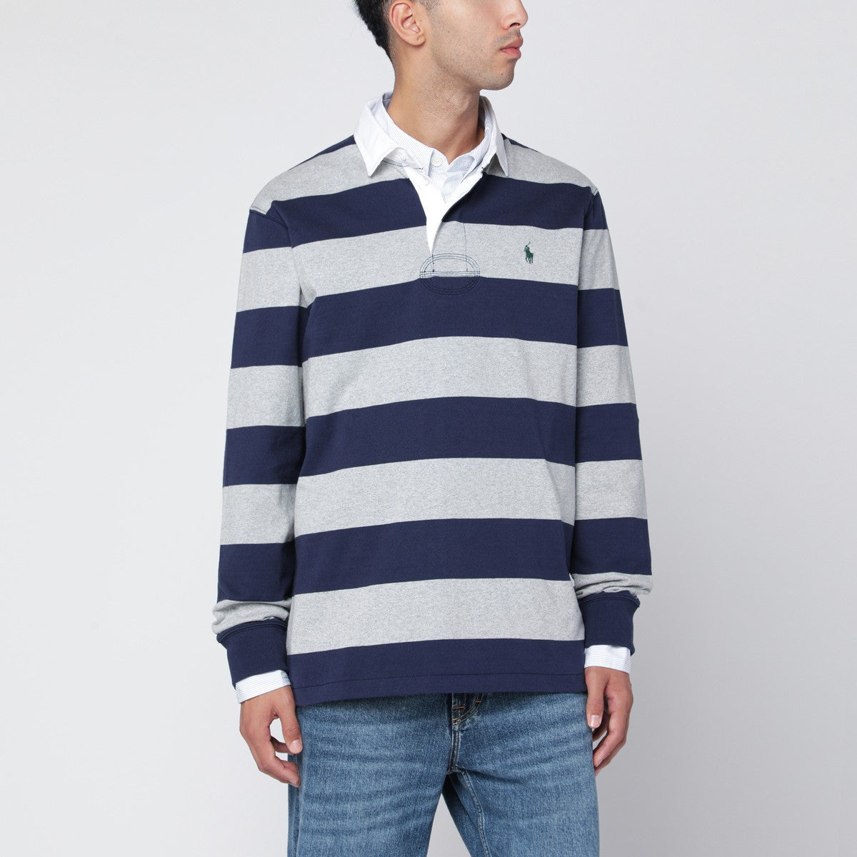 Polo Ralph Lauren Navy blue and grey striped Classic Fit polo shirt Polo Ralph Lauren
