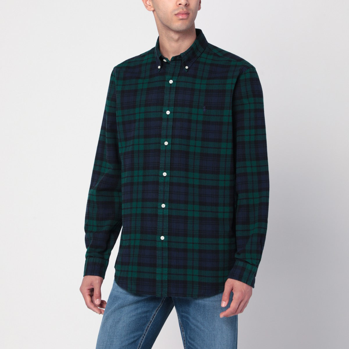 Polo Ralph Lauren Blue navy/green check pattern shirt Custom-Fit Polo Ralph Lauren