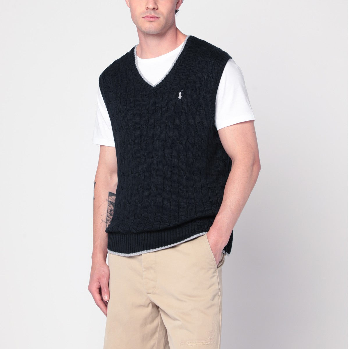 Polo Ralph Lauren Navy blue cable-knit vest Polo Ralph Lauren
