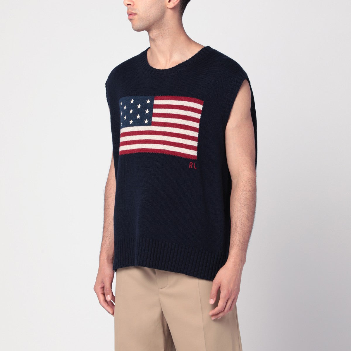 Polo Ralph Lauren Navy blue vest with flag Big-Fit Polo Ralph Lauren