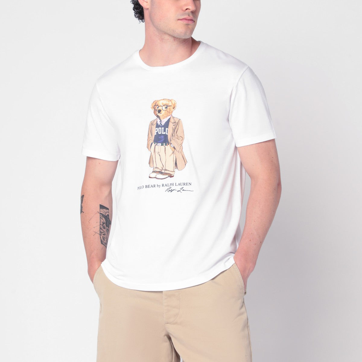 Polo Ralph Lauren White Polo Bear T-shirt Custom Slim-Fit Polo Ralph Lauren