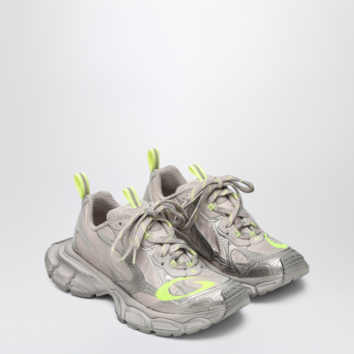 Balenciaga 3XL taupe/neon yellow sneakers in mesh and polyurethane Balenciaga