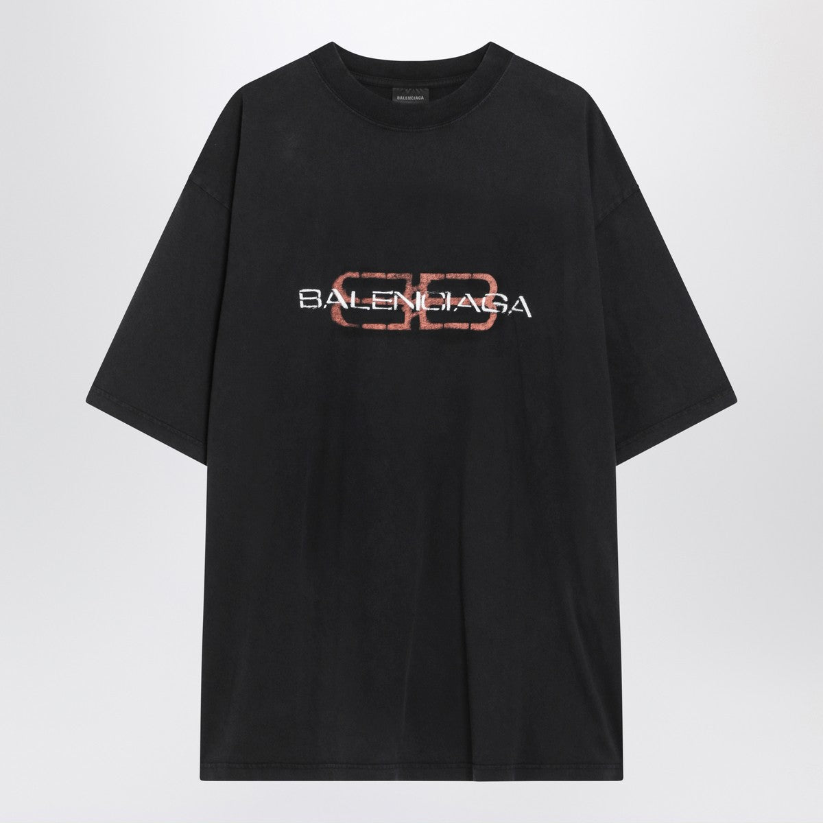 Balenciaga Faded black BB Icon Stencil Medium Fit T-shirt Balenciaga