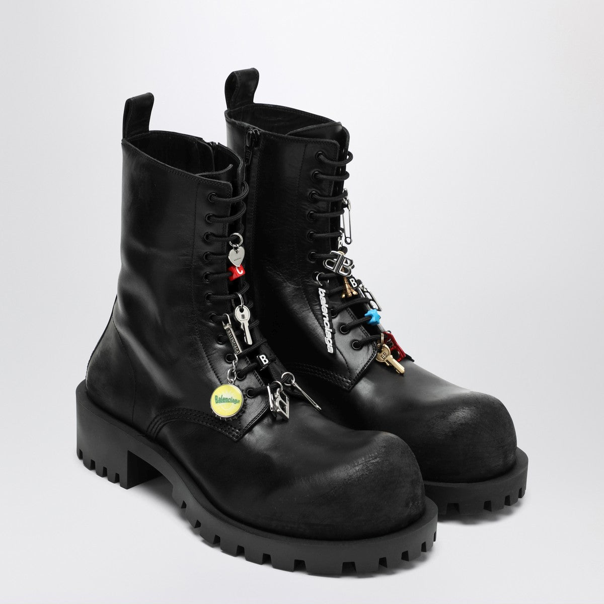 Balenciaga Black leather Hummer lace-up ankle boots Balenciaga