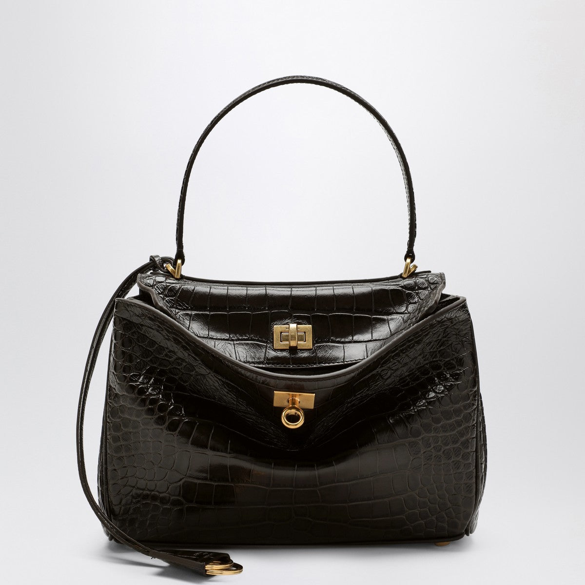 Balenciaga Small Rodeo bag in brown crocodile-effect leather Balenciaga
