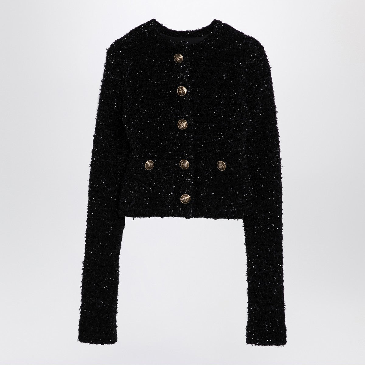 Balenciaga Black cotton blend tweed cropped cardigan Balenciaga