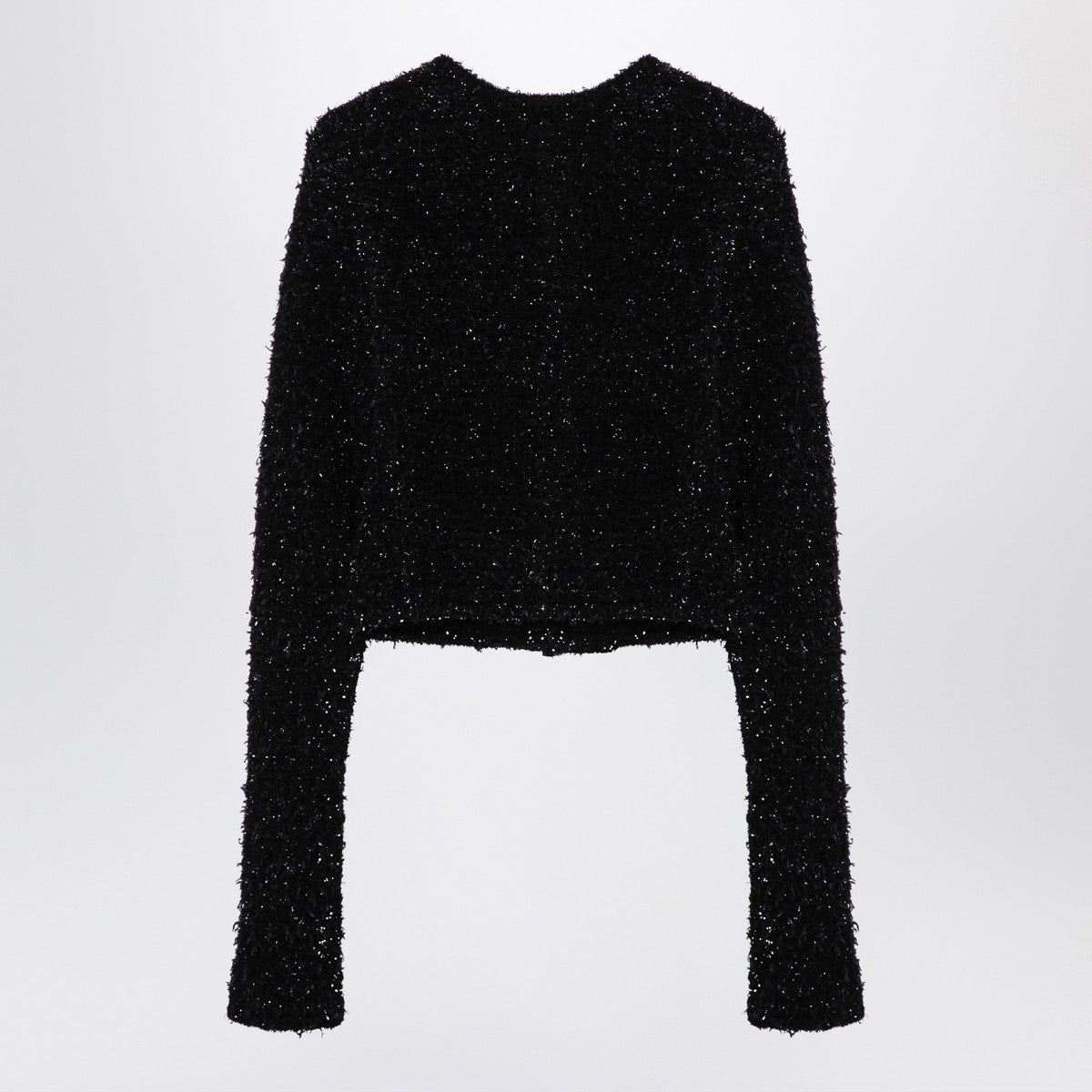 Balenciaga Black cotton blend tweed cropped cardigan Balenciaga