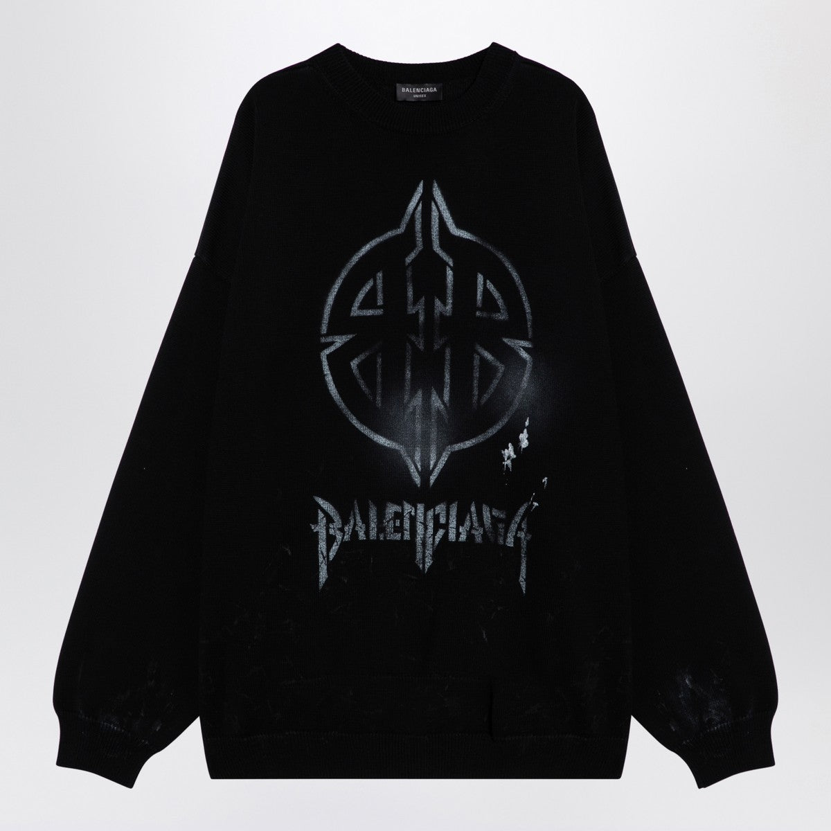 Balenciaga Black cotton blend jumper with print Balenciaga