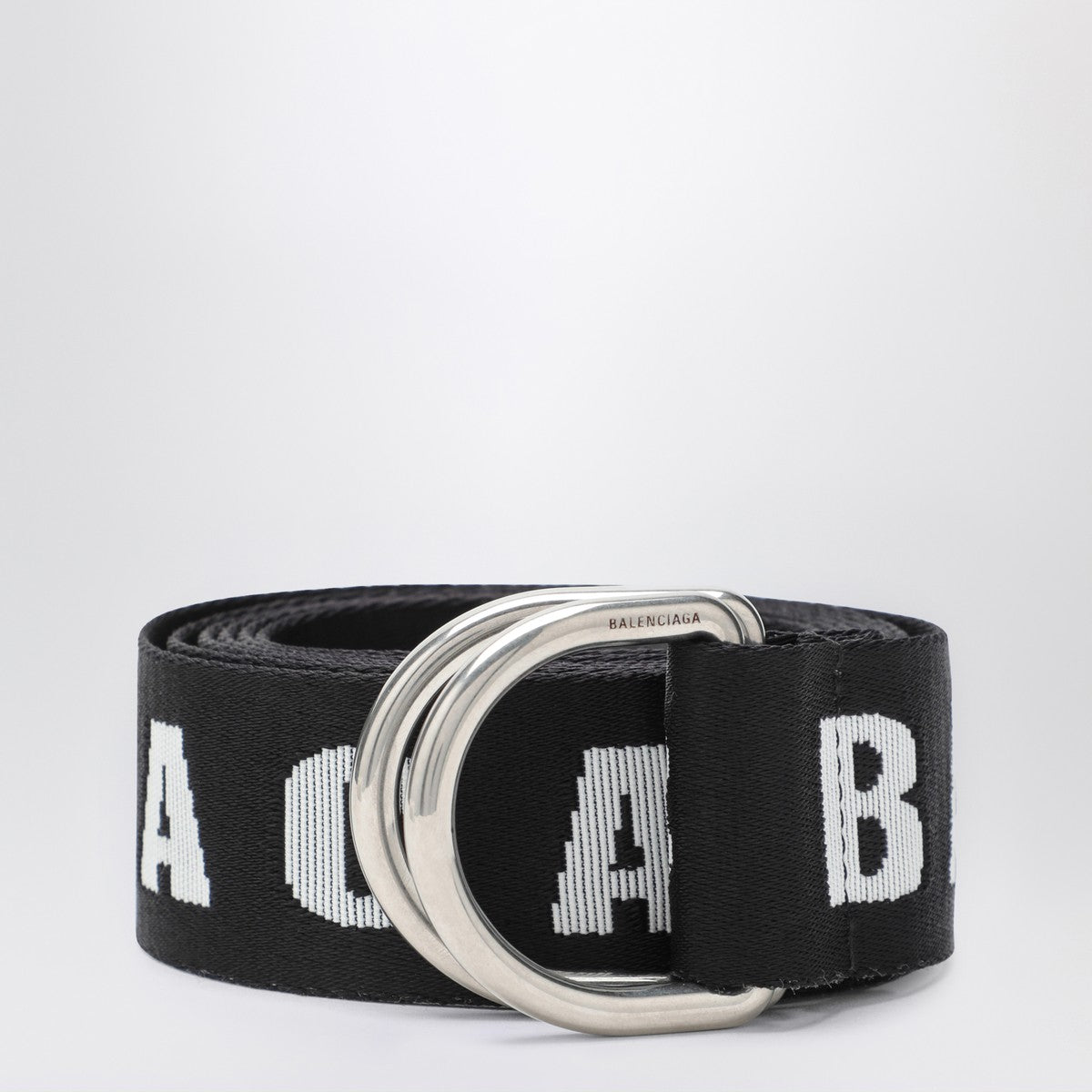 Balenciaga D-Ring belt in black and white canvas Balenciaga