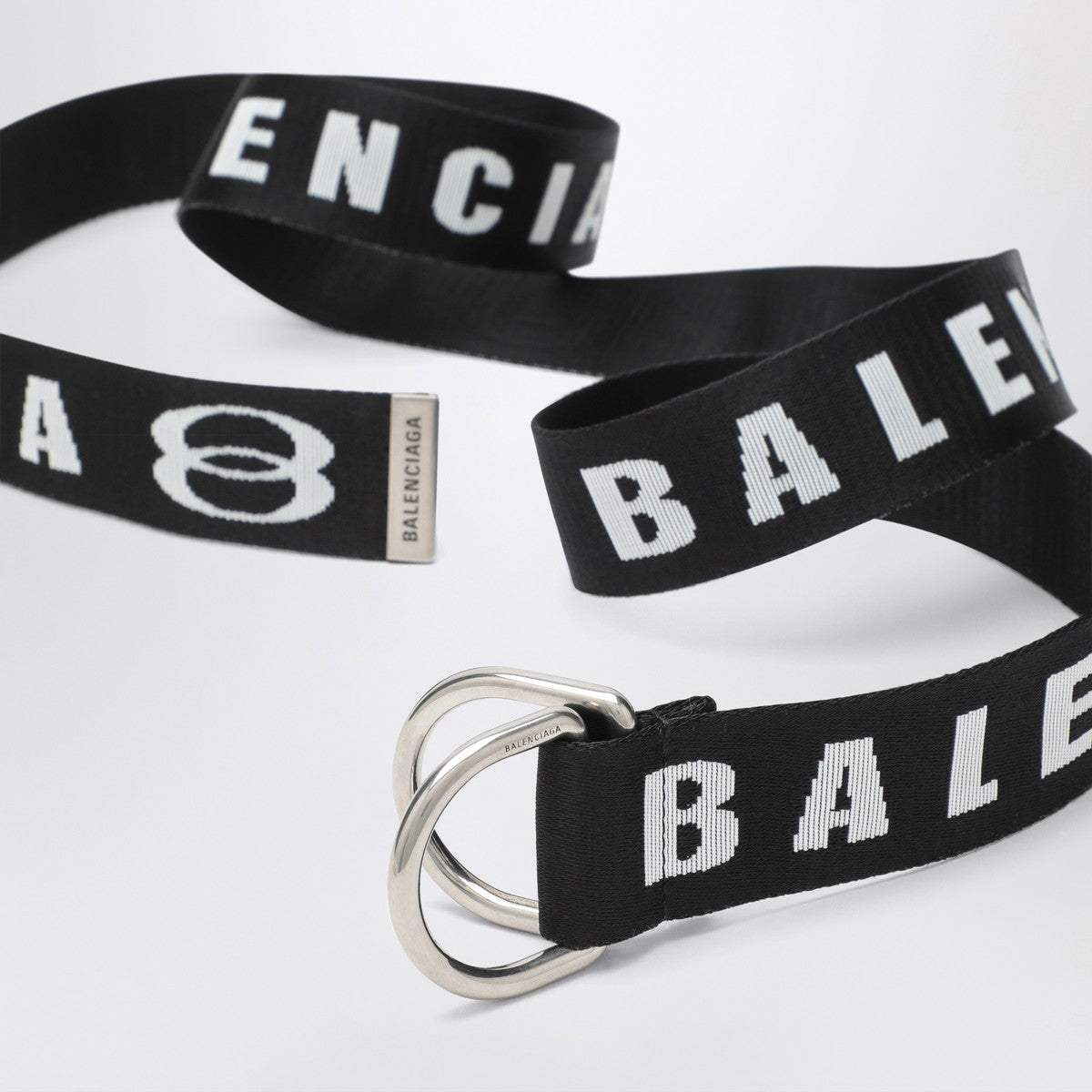 Balenciaga D-Ring belt in black and white canvas Balenciaga