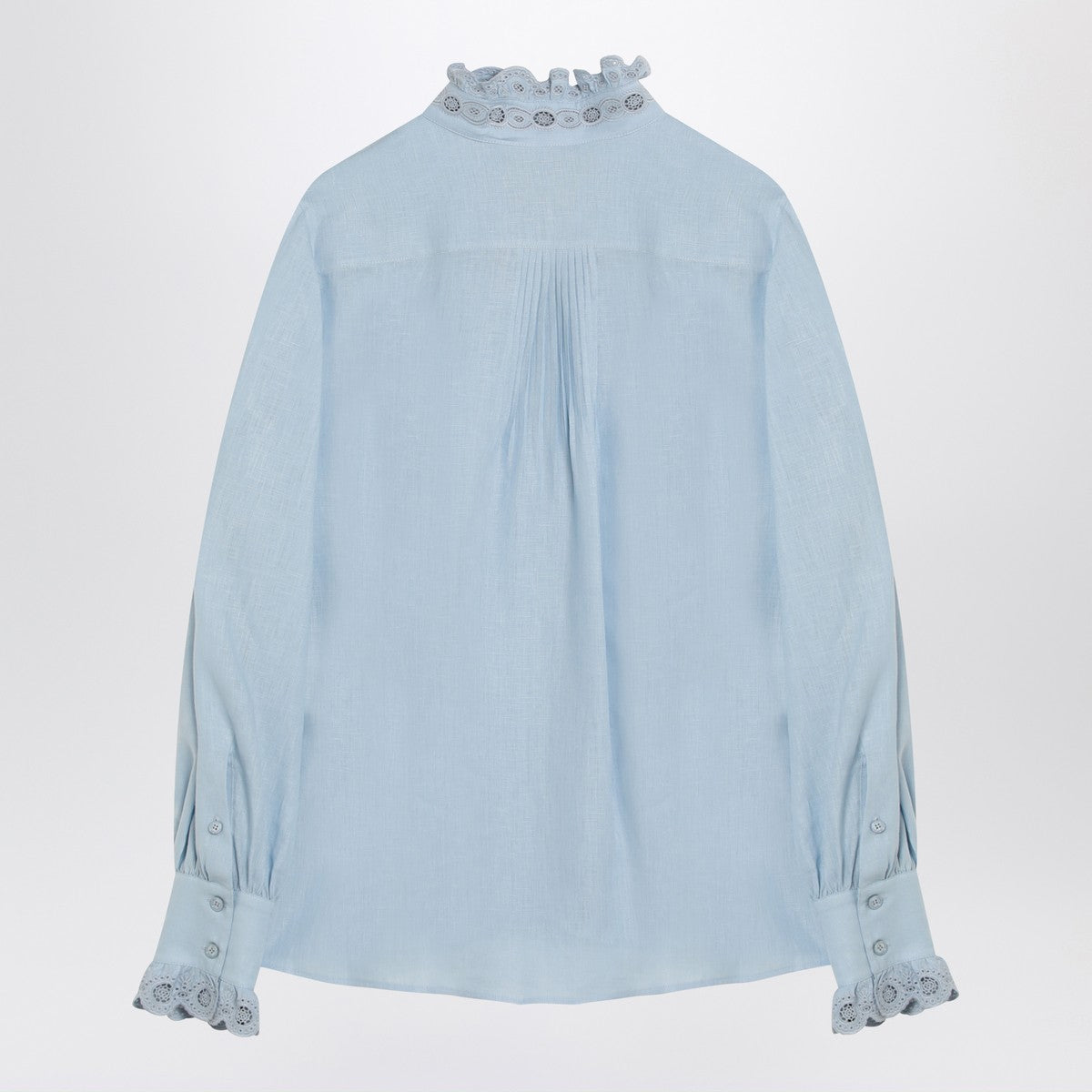 Valentino Light blue linen shirt with ruffles Valentino
