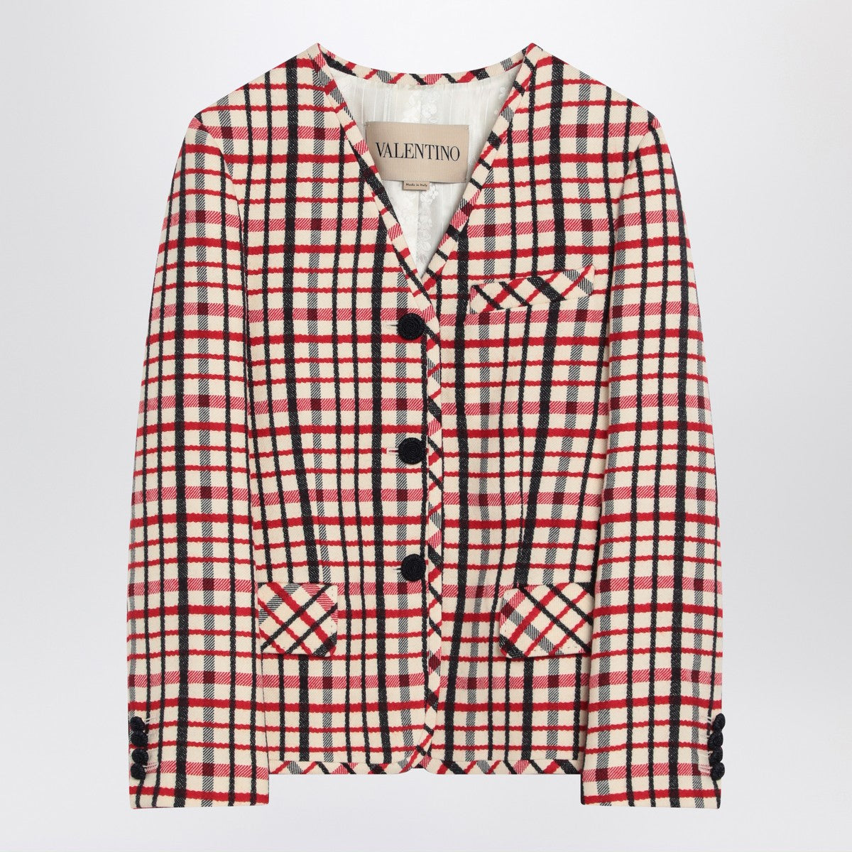 Valentino Check-pattern jacket in virgin wool and cotton Valentino