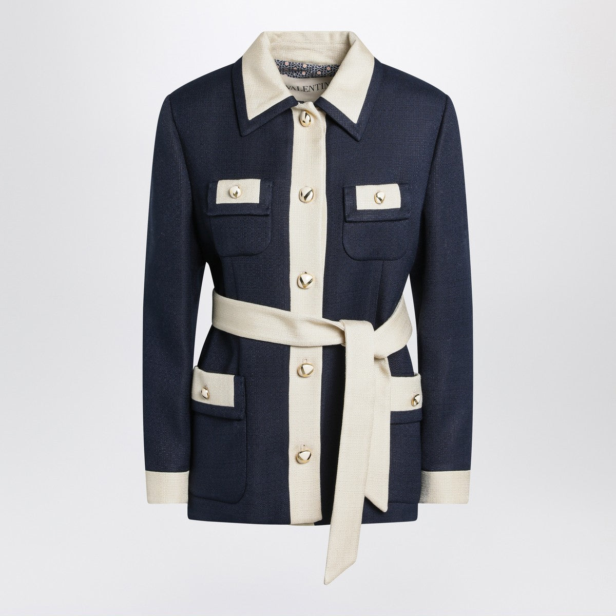 Valentino Blue/ivory jacket with belt Valentino