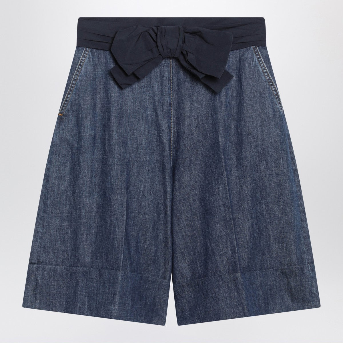 Valentino Denim bermuda shorts with oversized bow Valentino