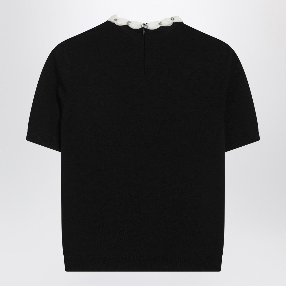 Valentino Black crewneck sweater with crystal details Valentino