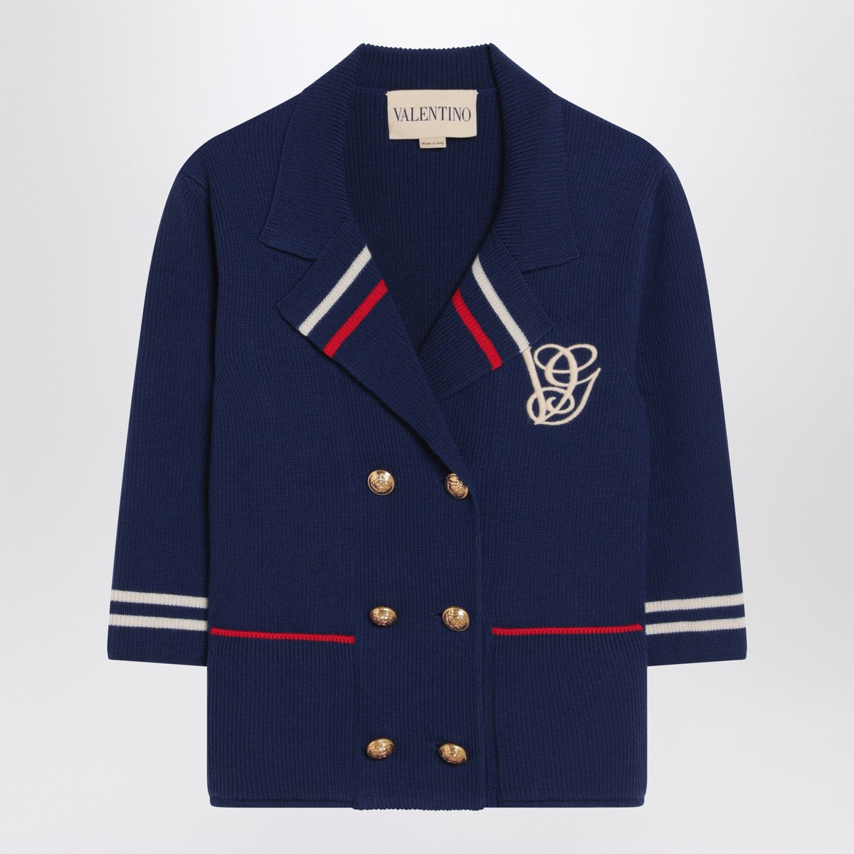 Valentino Blue double-breasted wool cardigan Valentino