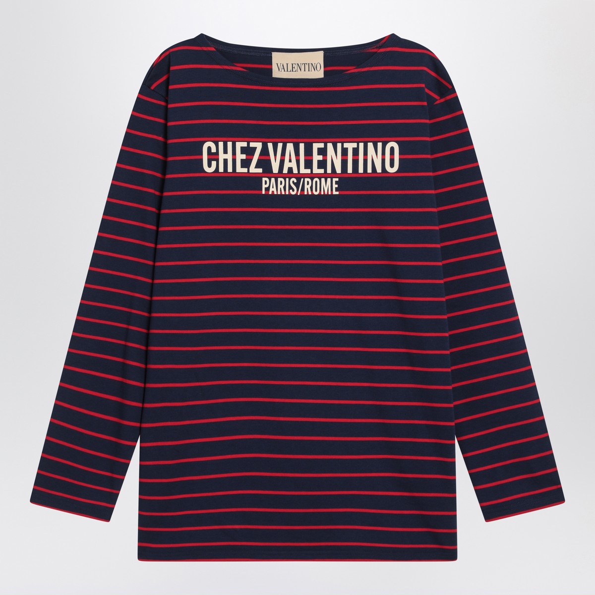Blue T-shirt with red stripes by Valentino Valentino