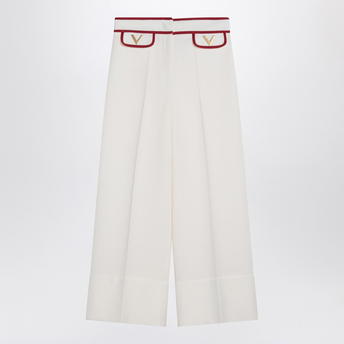 Valentino Ivory trousers with Gold V Valentino